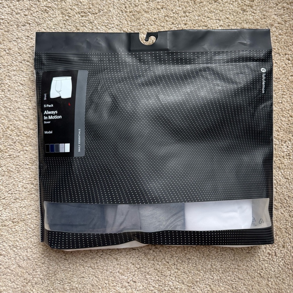 NWT men’s lululemon all in motion boxers - 5 pack
